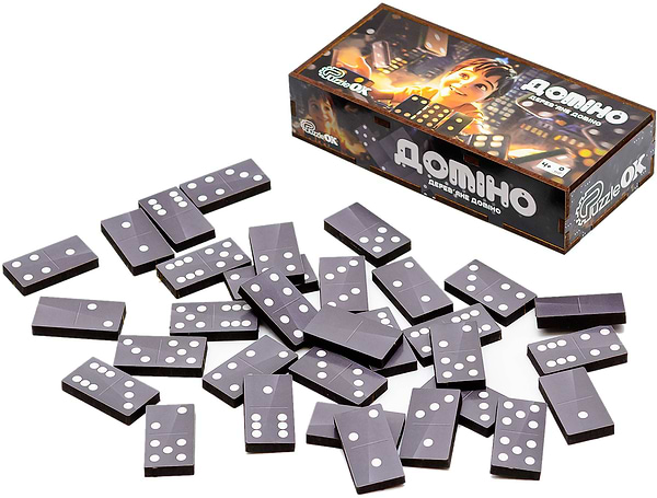 Фото - Настільна гра (3-4 роки) PuzzleOk "Доміно" дерев'яній в коробці (Puz-22929)