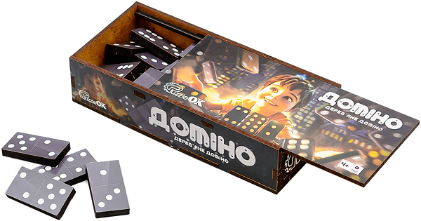 Фото - Настільна гра (3-4 роки) PuzzleOk "Доміно" дерев'яній в коробці (Puz-22929)
