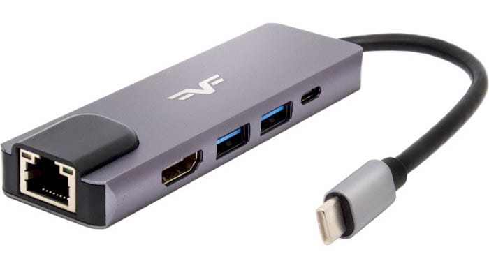 Хаб USB Frime USB3.0, USB2.0, PD, HDMI, RJ45 Space Grey (FH-5in1.201HL) - Фото 1