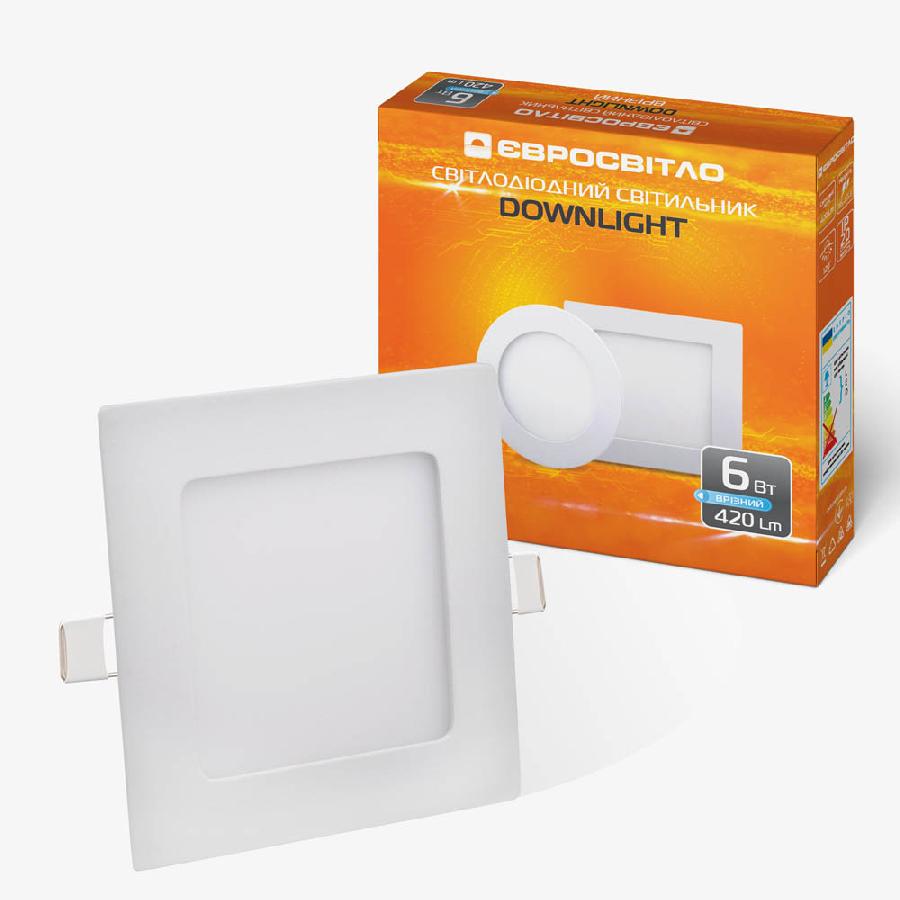 Світлодіодний світильник Євросвітло точковий врізний 6Вт квадрат LED-S-120-6 4200К (000039172)