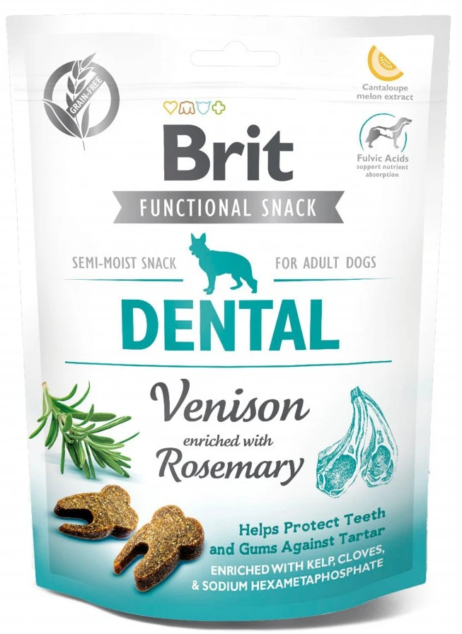 Ласощі для собак Brit Care Functional Snack Dental для захисту зубів та ясен з олениною та розмарином 150 г (8595602539949)