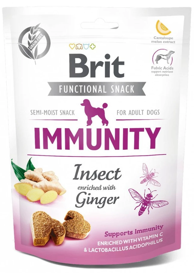Ласощі для собак Brit Care Functional Snack Immunity для підтримки імунітету з комахами та імбиром 150 г (8595602539970)