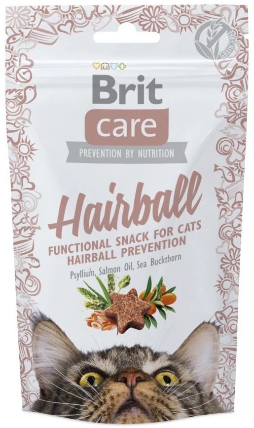 Ласощі для котів подушечки Brit Care Functional Snack Hairball з качкою 50 г (8595602521395)