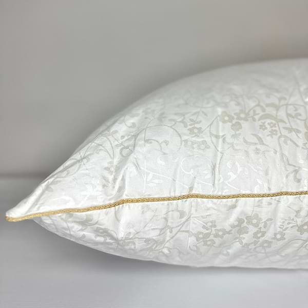Фото - Подушка стандартна Lelit Лебяжка-золотим Кантом Bright crystal Перкаль Біла 70/70(1197375)