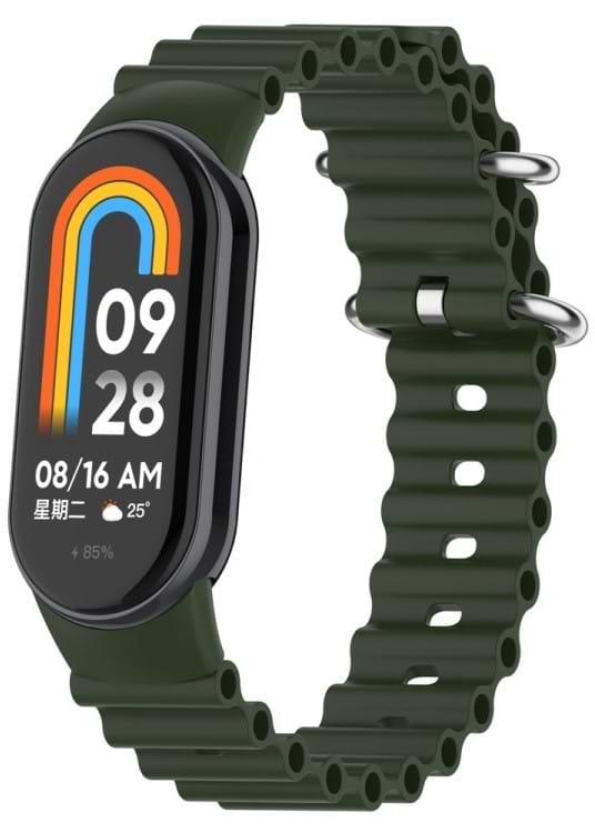 Фото - Ремешок для фитнес-браслета BeCover Wave Style for Xiaomi Mi Smart Band 8 / 9 / 10 Dark Green (714351)