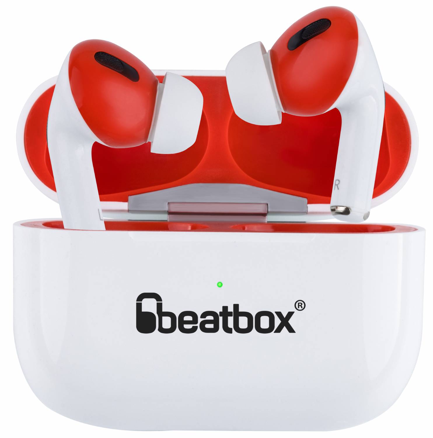Наушники вкладыши беспроводные TWS BeatBox PODS PRO 1 Wireless charging white-red (bbppro1wcwr) - Фото 1
