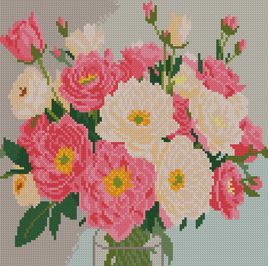 Алмазний живопис Strateg Рожевий букет 30х30 (FZ3030-11)