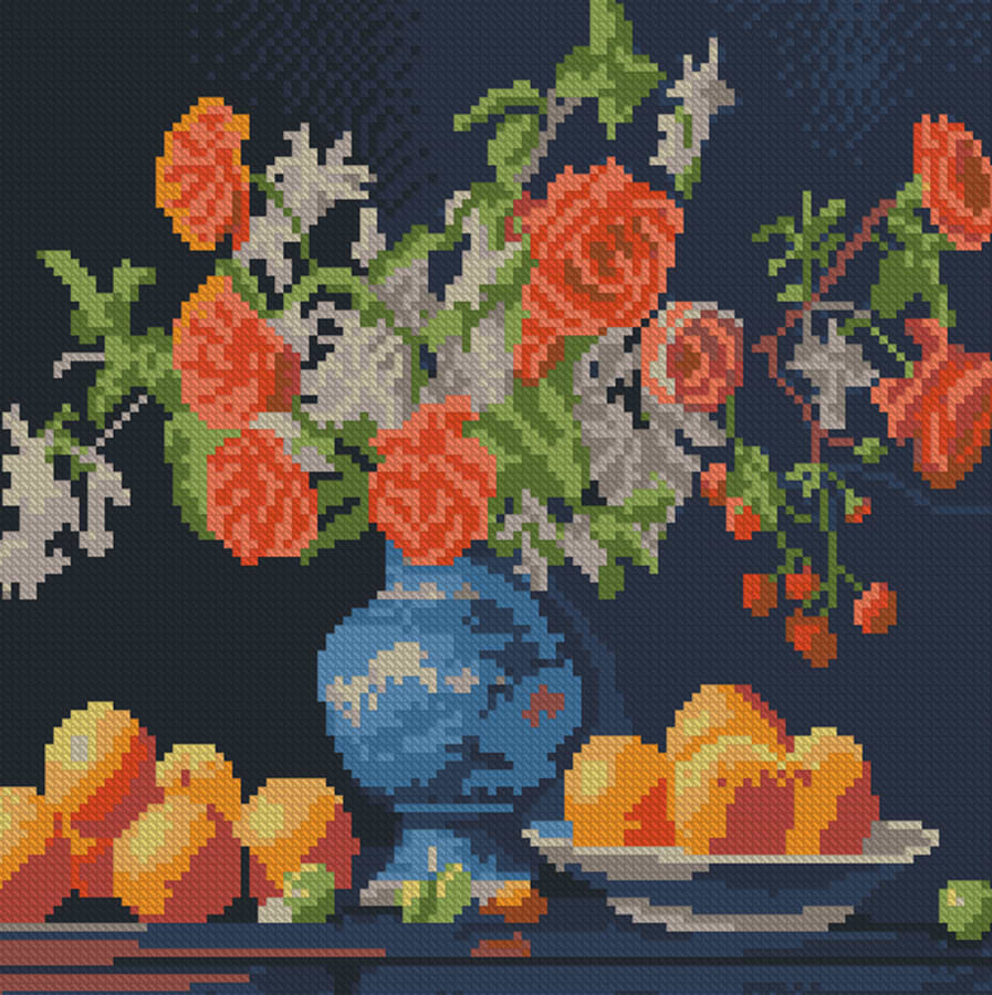 Алмазний живопис Strateg Апельсини і квіти 30х30 (FZ3030-14)