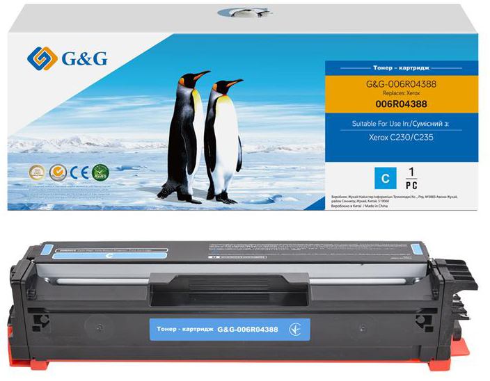 Картридж-тонер G&G for Xerox C230/C235 Cyan (G&G-006R04388)