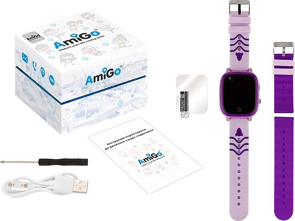 Фото - Уцінка - Дитячий годинник AmiGo GO005 4G WIFI Thermometer Purple