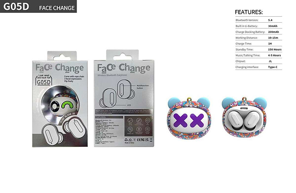Фото - Навушники вкладиші бездротові TWS XOKO G05-face changing Violet