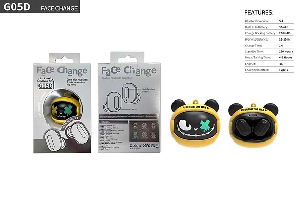 Фото - Навушники вкладиші бездротові TWS XOKO G05-face changing Yellow