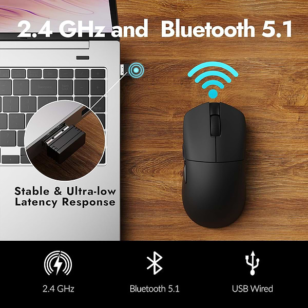 Фото - Мышь беспроводная Lemokey G1 USB-A/USB-C/WL/BT 8K Black (G1-A1)