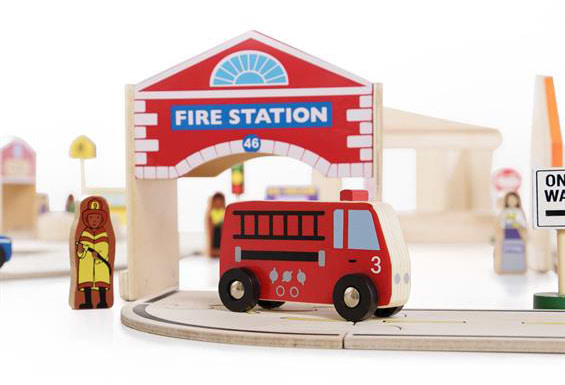 Фото - Залізнична техніка набір Guidecraft Block Play до дороги з дерева 6 шт. (G6716)