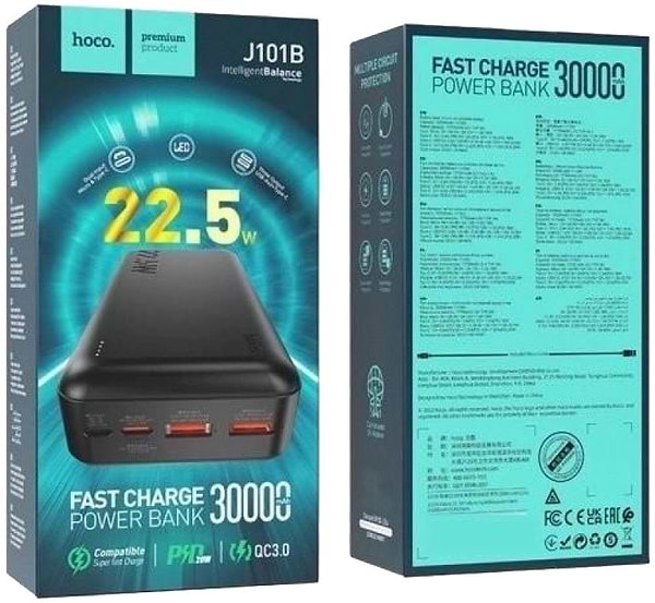 Фото - Батарея мобильная HOCO J101B Astute 22.5W 30000 mAh Black