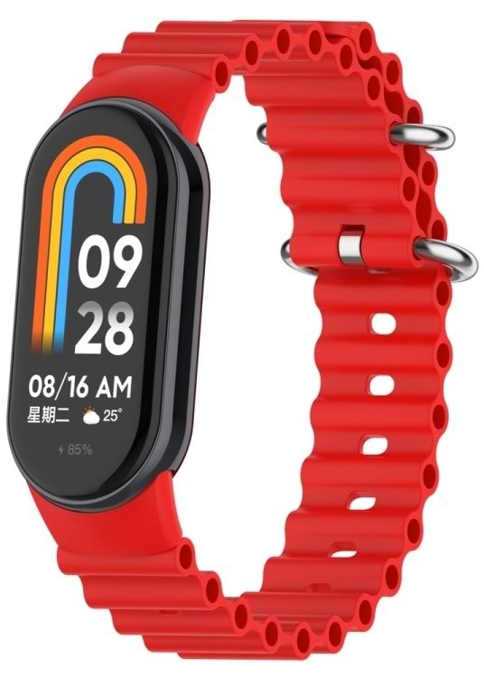Ремешок для фитнес-браслета BeCover Wave Style for Xiaomi Mi Smart Band 8 / 9 / 10 Red (714359)
