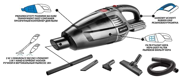 Фото - Пилосос ручний для дому GRAPHITE Energy+ без АКБ та ЗП (58G097)