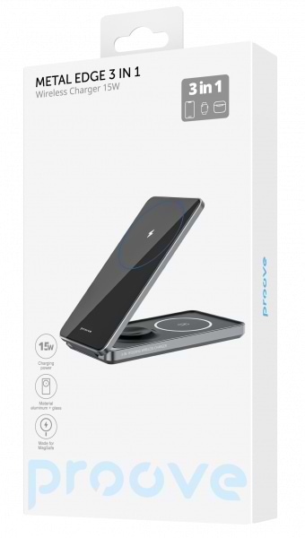 Фото - Бездротовий зарядний пристрій Proove Metal Edge 3 in 1 Gray