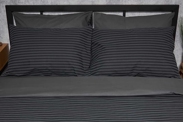 Фото - Комплект постільної білизни Moon&Star 160х220х2 нав. 2х40х60 Gray Stripe&Black Бязь Gold Люкс (MS-820001075)