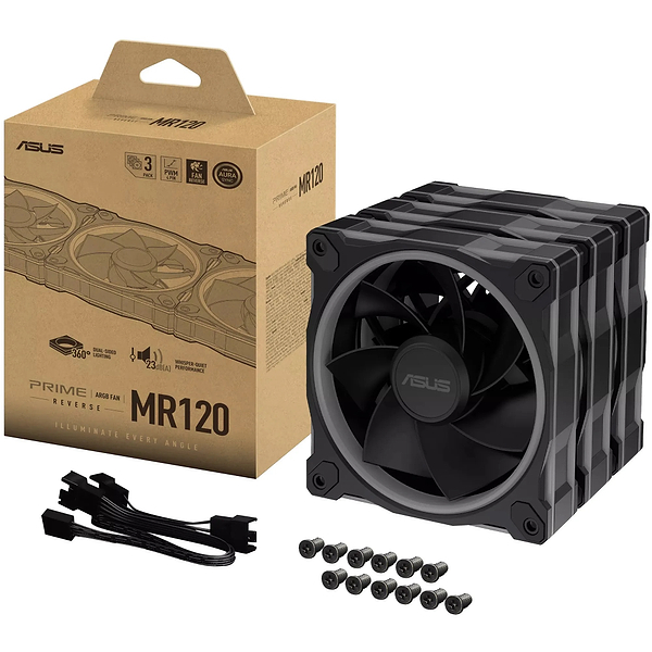 Фото - Корпусный вентилятор Asus PRIME MR120 REVERSE ARGB BLACK 3IN1 (90DA00L0-B09020)