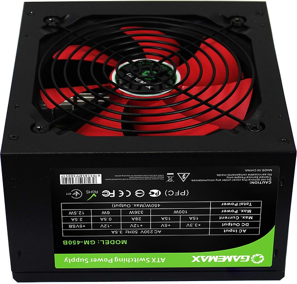 Фото - Блок живлення для ПК Gamemax ATX 450W з кабелем живлення (GM-450B)