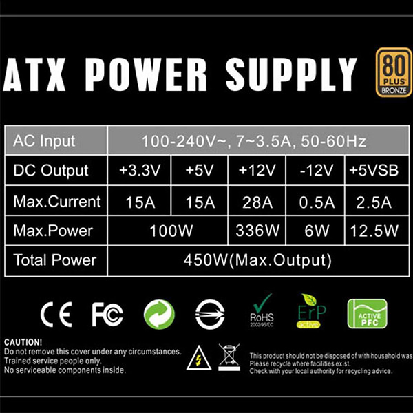 Фото - Блок питания для ПК Gamemax ATX 450W GP-450