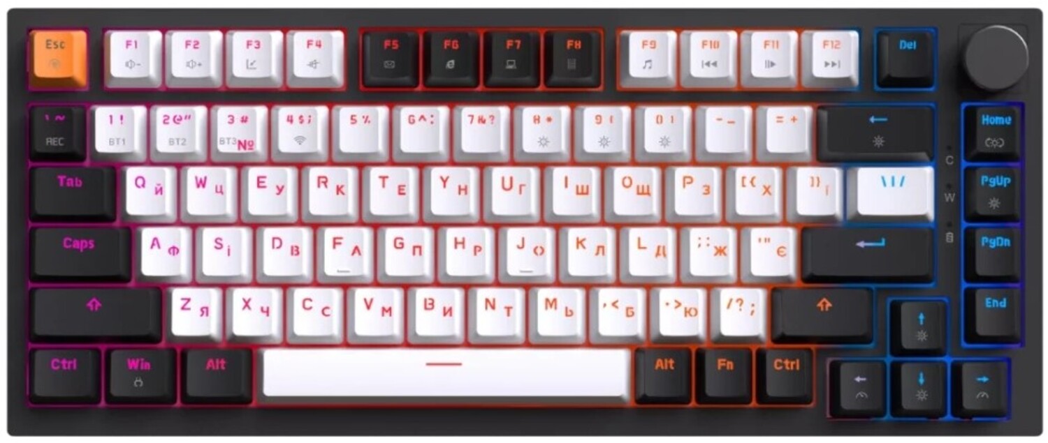 Клавиатура беспроводная игровая GamePro Asgard Valhalla QLAB Sakura Switch Bluetooth/2.4G/USB Black (MK160-B-QS-PRO)