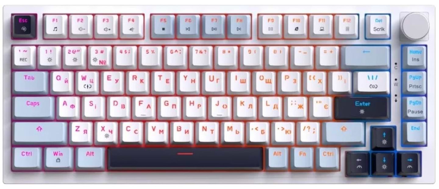 Клавиатура проводная игровая GamePro MK160 V2 Warden QLAB Sakura White (MK160-V2-BL-QS)