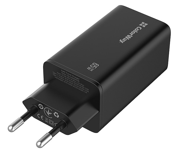 Фото - Мережевий зарядний пристрій Colorway GaN3 Pro Power Delivery 2USB Type-C PDx3A;1USBx3A Black (CW-CHS039PD-BK)