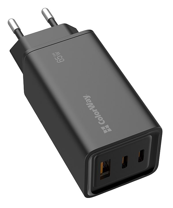 Фото - Мережевий зарядний пристрій Colorway GaN3 Pro Power Delivery 2USB Type-C PDx3A;1USBx3A Black (CW-CHS039PD-BK)