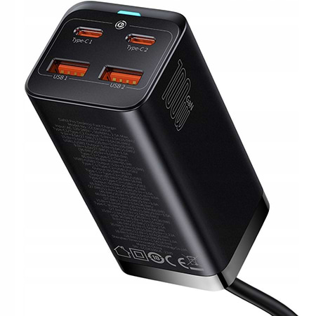 Мережевий зарядний пристрій Baseus GaN3 Pro Desktop Fast Charger 2U+2C 100W EU Black (CCGP000101) - Фото 1