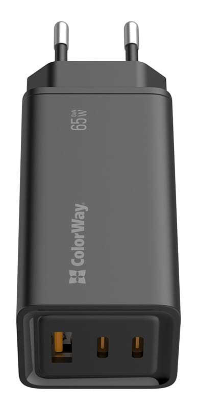 Фото - Мережевий зарядний пристрій Colorway GaN3 Pro Power Delivery 2USB Type-C PDx3A;1USBx3A Black (CW-CHS039PD-BK)