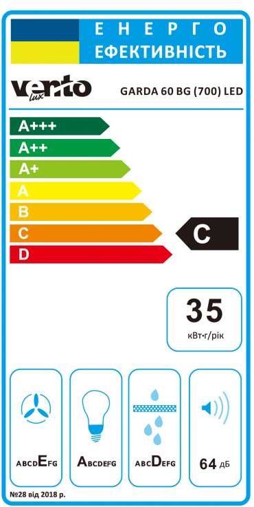 Фото - Витяжка вбудована Ventolux GARDA 60 BG (700) LED