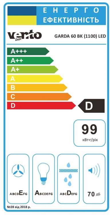 Фото - Витяжка вбудована Ventolux GARDA 60 BK (1100) LED