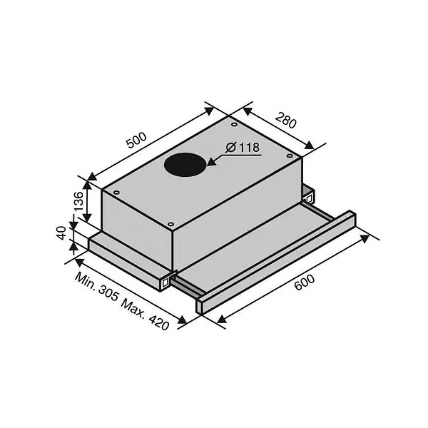 Фото - Витяжка вбудована Ventolux GARDA 60 INOX (750) SMD LED