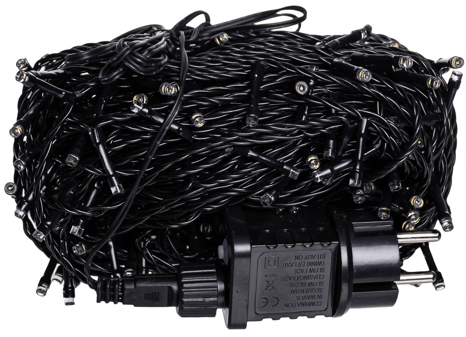 Гірлянда лінійна GarlandoPro Нитка вулична 300 LED 30 м чорна нитка жовтий (CF300L30MBY)
