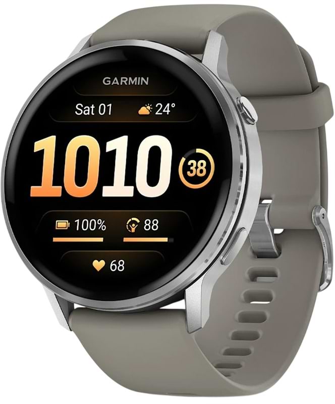 Смарт-годинник Garmin Venu 4 45mm Silver with Siliver Gray Silicone (010-03014-41)