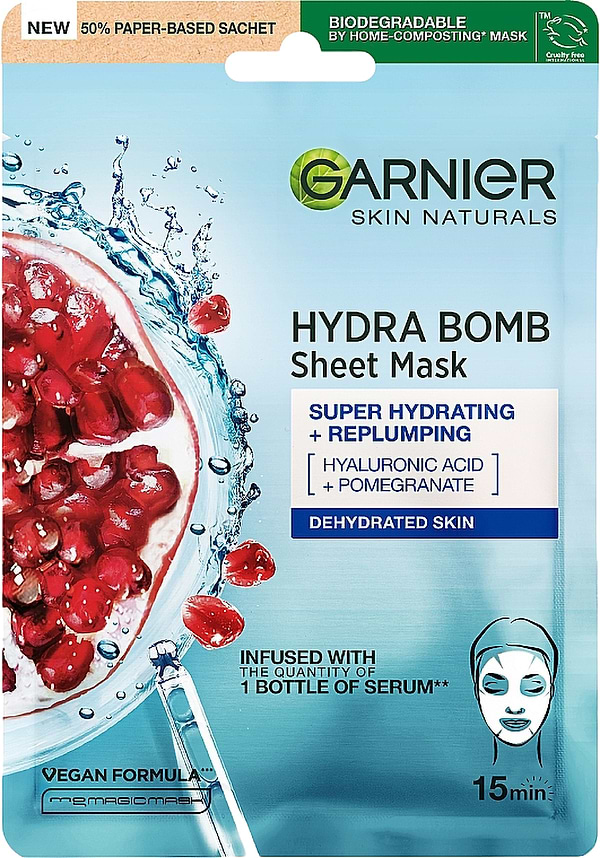 Фото - Маска для лица Garnier Увлажнение + Аква бомба 28 г (3600542385312)