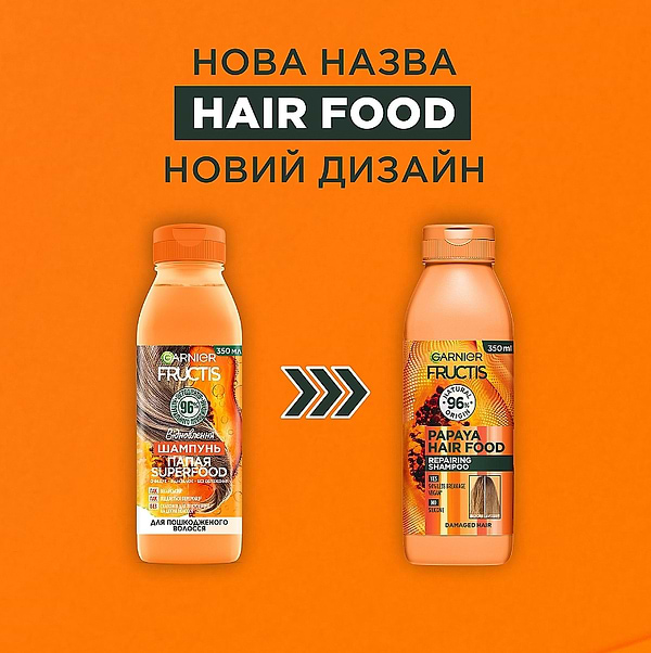 Фото - Шампунь жіночий Garnier Fructis Папайя Відновлення для пошкодженого волосся 350 мл (3600542290074)