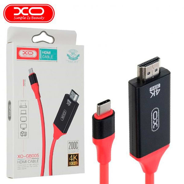 Фото - Кабель синхронізації даних XO USB C - HDMI 2 m (GB005)