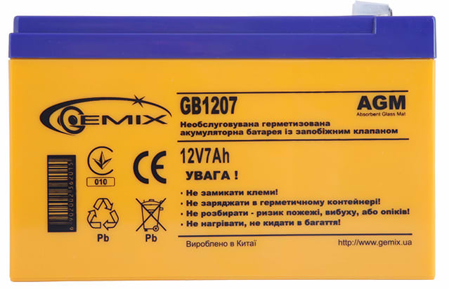 Аккумулятор для ИБП Gemix 12V 7AH (GB1207) AGM