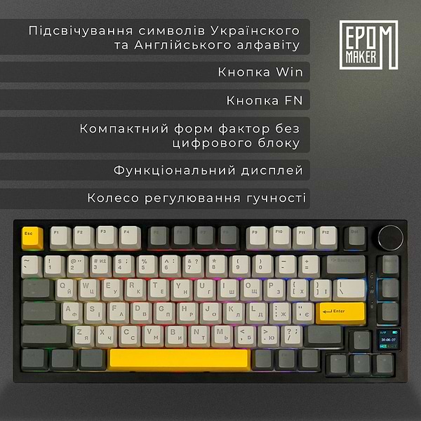 Фото - Клавиатура беспроводная игровая EPOMAKER AK820 Pro Gift Switch Hot-Swap Black (AK820-PRO-B-G)