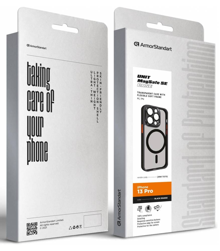 Фото - Чохол для смартфону Armorstandart Unit MagSafe SE for Apple iPhone 13 Pro Black Orange (ARM75370)