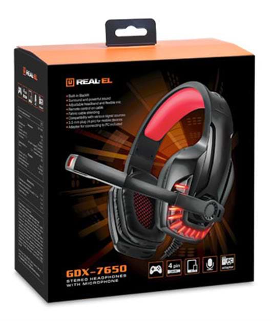 Фото - Гарнитура проводная игровая REAL-EL GDX-7650 Black/Red