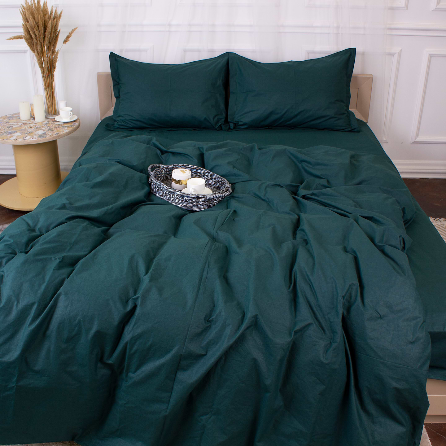 Комплект постільної білизни MirSon Poplin Line 091 Emerald 220 x 240 см (2200006279570)