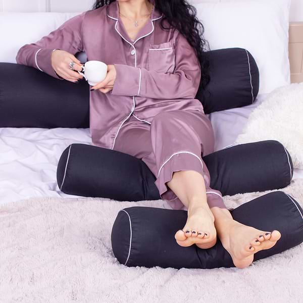 Фото - Подушка валик MirSon №8384 Naturale Line 16-9000 Black Stone Tencel 60х20 см (2200006252917)