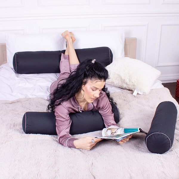 Фото - Подушка валик MirSon №8582 Naturale Line 16-9000 Black Stone Полистирол 100х20 см (2200006346272)