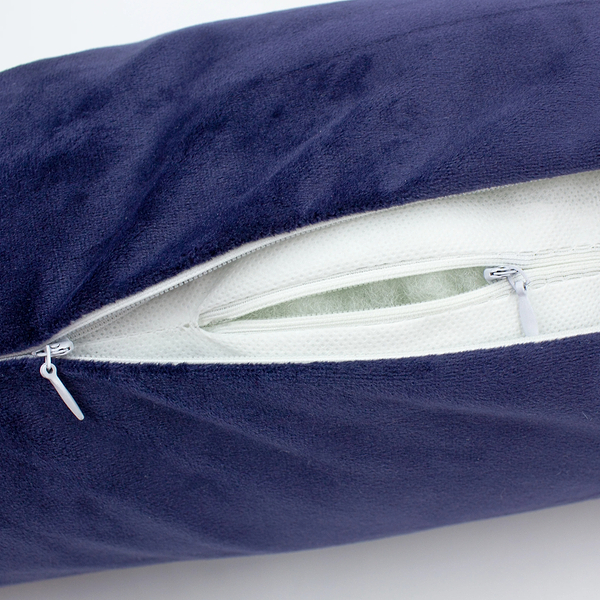 Фото - Подушка валик MirSon №8130 Velvet Line 28-0006 Navy blue EcoSilk 15x50 см (2200006199960)