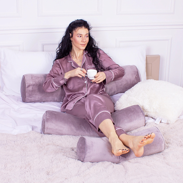 Фото - Подушка валик MirSon №8556 Velvet Line 28-0005 Ashen 100% Memory 100х16 см (2200006344704)