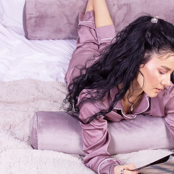 Фото - Подушка валик MirSon №8556 Velvet Line 28-0005 Ashen 100% Memory 100х16 см (2200006344704)